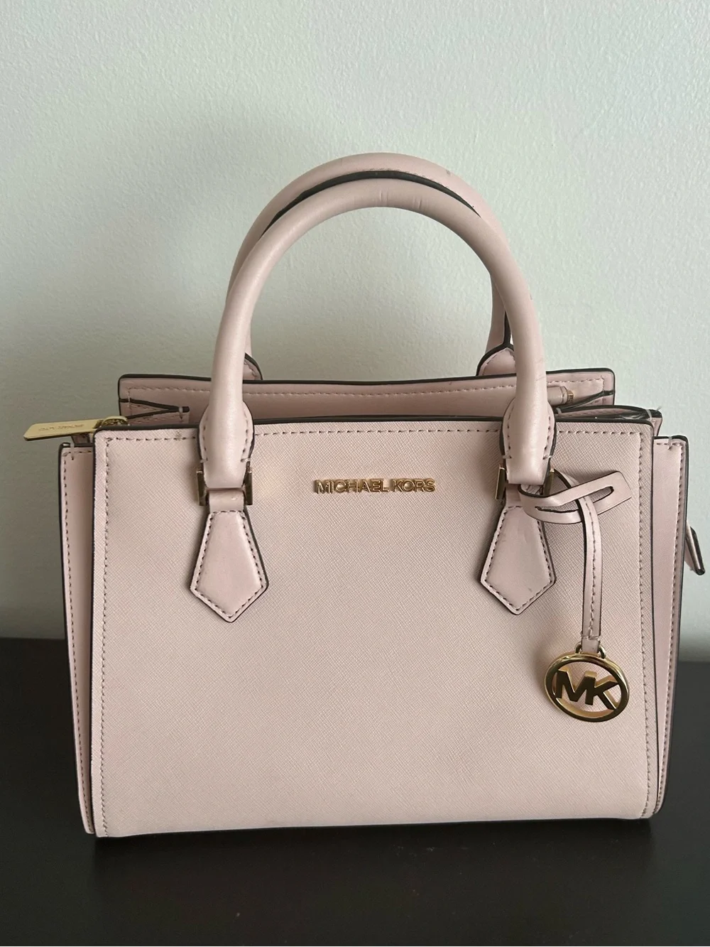 Michael Kors Pink Saffiano Leather Satchel structured crossbody